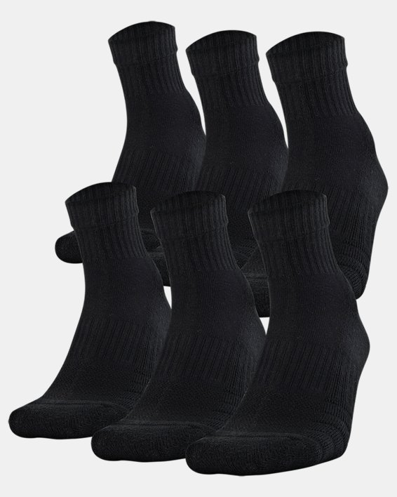 Youth UA Training Cotton Quarter – 6-Pack Socks, Black, pdpMainDesktop image number 0